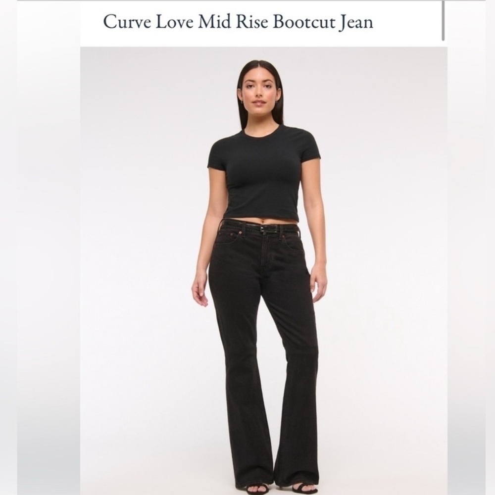 NWT Abercrombie & Fitch Curve Love The Bootcut Mid Rise Black Jeans Sz 26 Long